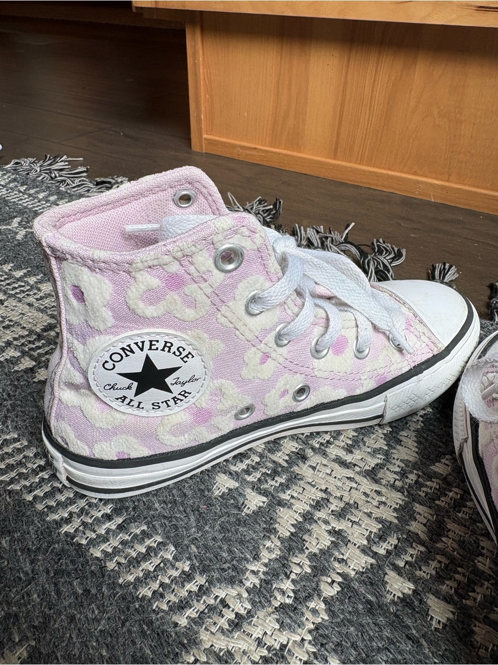 Kids Converse High-Top Floral Canvas Sneakers in Light Pink - Picture 3 of 6